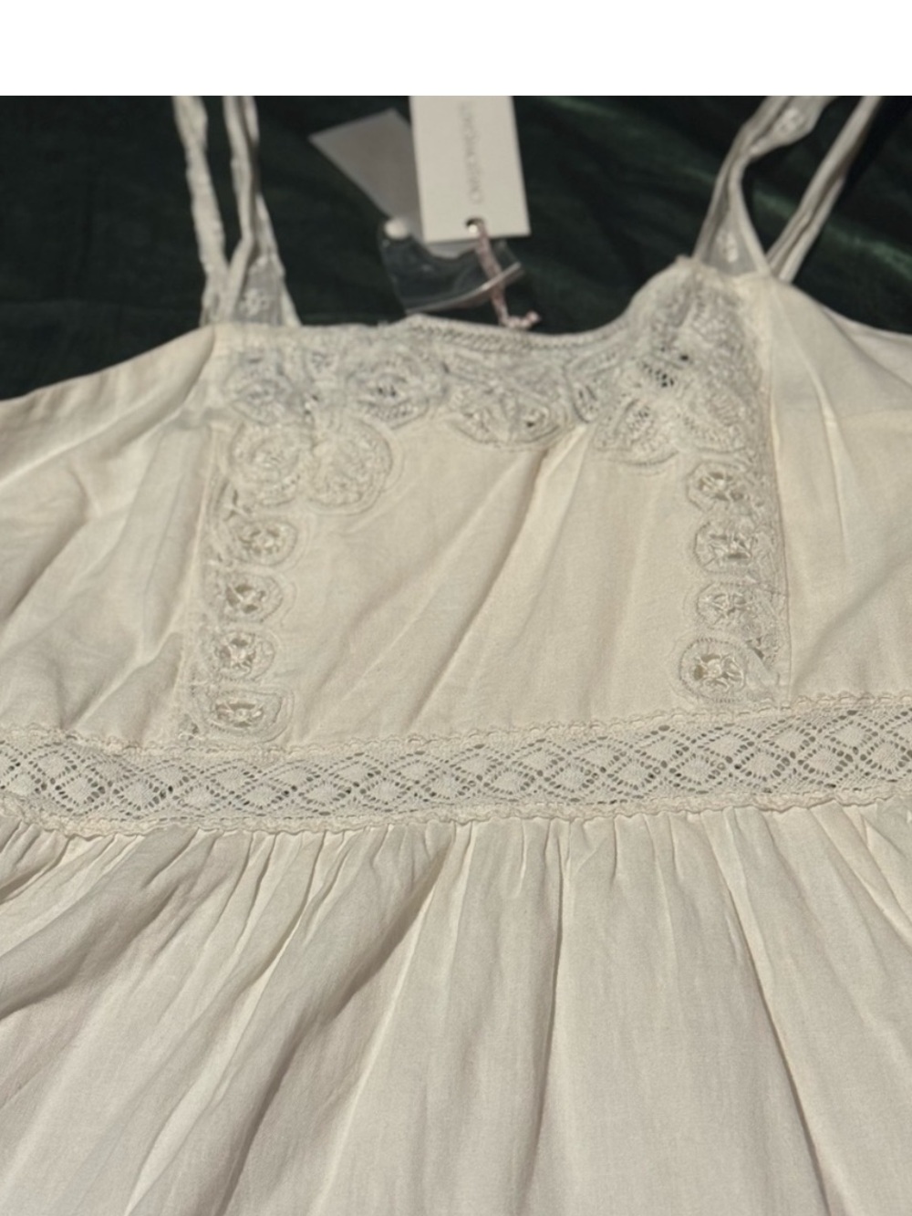 NWT White Eyelet Lace Mini Dress Cross Back Pockets Cottagecore Size Large. - Picture 11 of 14